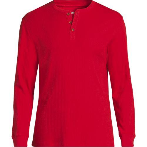 Henley-Schlafshirt für Herren, Herren, size: regular, Rot, Baumwolle, by Lands' End