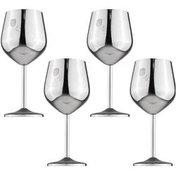 BerlingerHaus Metall-Weinglas-Set, 4tlg., je 550 ml, Weingläser, Silber