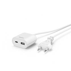 hama 00223204 USB-Netzteil mit 1,9 m langem Kabel, 3,5A, 1x USB-A, 1x USB-C, Weiß