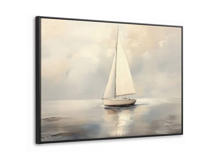 LEINWAND Bilder mit Rahmen - Segelschiff - Meer - Bewölkt - 70x50