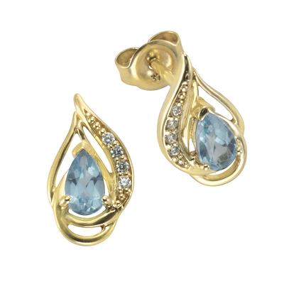 Paar Ohrstecker VIVANCE "375/- Gelbgold mit Blautopas/Zirkonia", gelb (gelb, blau), Ohrringe, Damen, one-size, Gold, Ohrstecker