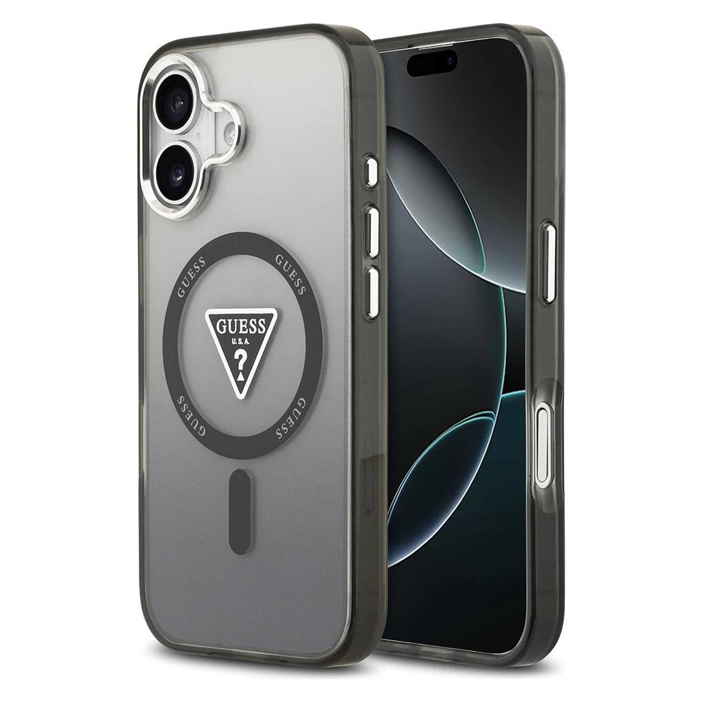 Guess Case Magsafe IML Gradient Case With Print Triangle Logo & Silver Metal Camera Buttons For iPho (Apple iPhone 17) (GUHMP17SHGTMLCGK)