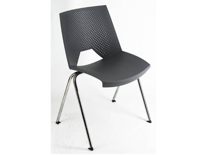 Chaise collectivité Skype Coque polypropylène, pieds métal chromé - Gris anthracite