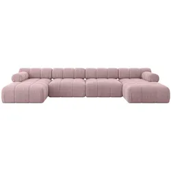 WOHNLANDSCHAFT modulares Sofa Tesso-U2 - 380x160x70 cm Rosa Cord