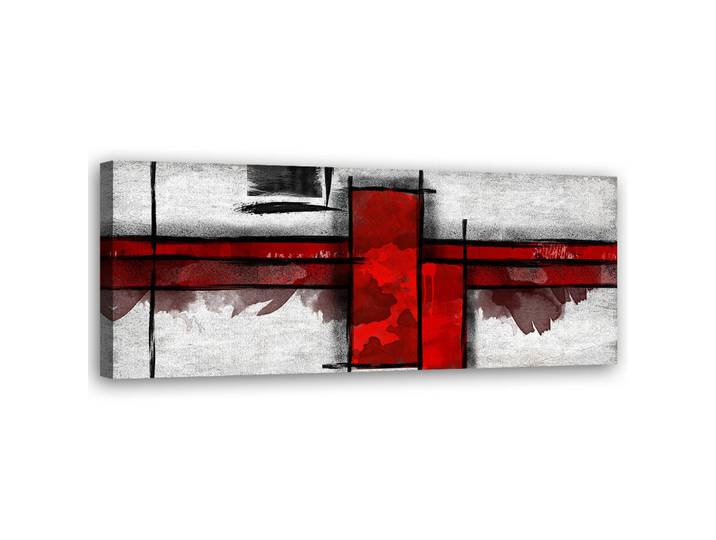 Feeby Wandbild rote rechtecke, Rot, Abstrakt, Rechteckig, 90x30 cm, Bilder & Rahmen, Bilder, Leinwandbilder