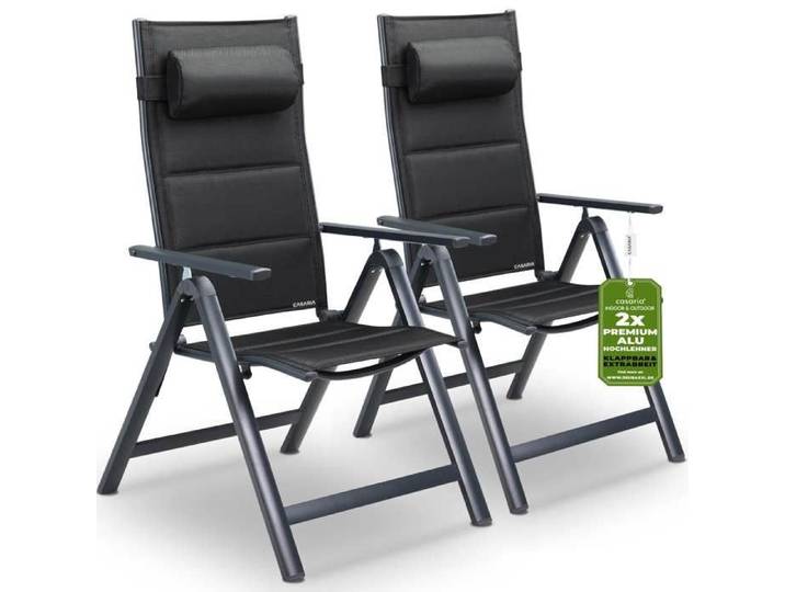 Set de 2 chaises de jardin dossier haut Terrasse Balcon Chaises de jardin Anthracite