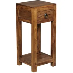 BEISTELLTISCH – Massivholz Braun 68 cm mit Schublade