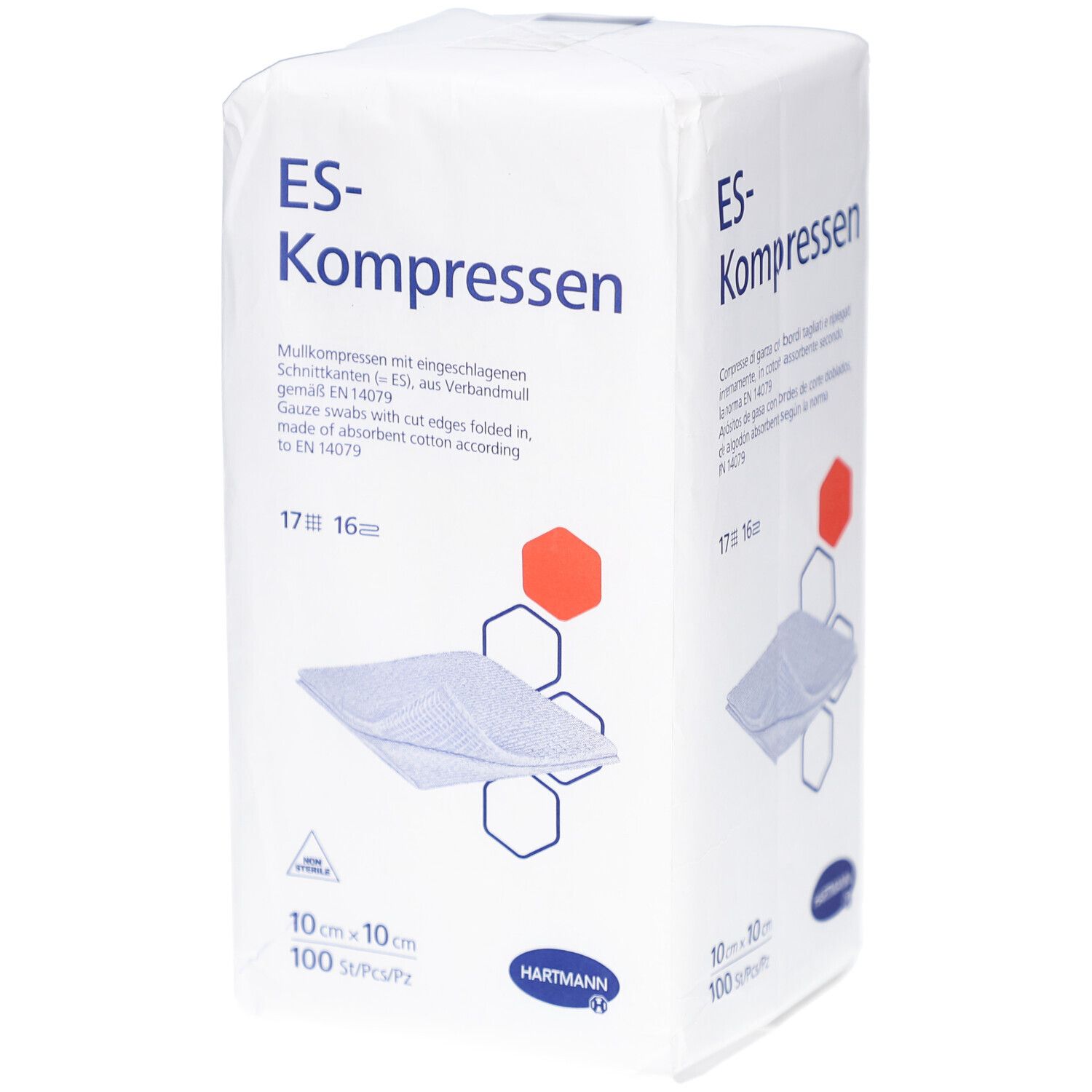 Es-Kompressen unsteril 10x10 cm 16fach 100 St Kompressen