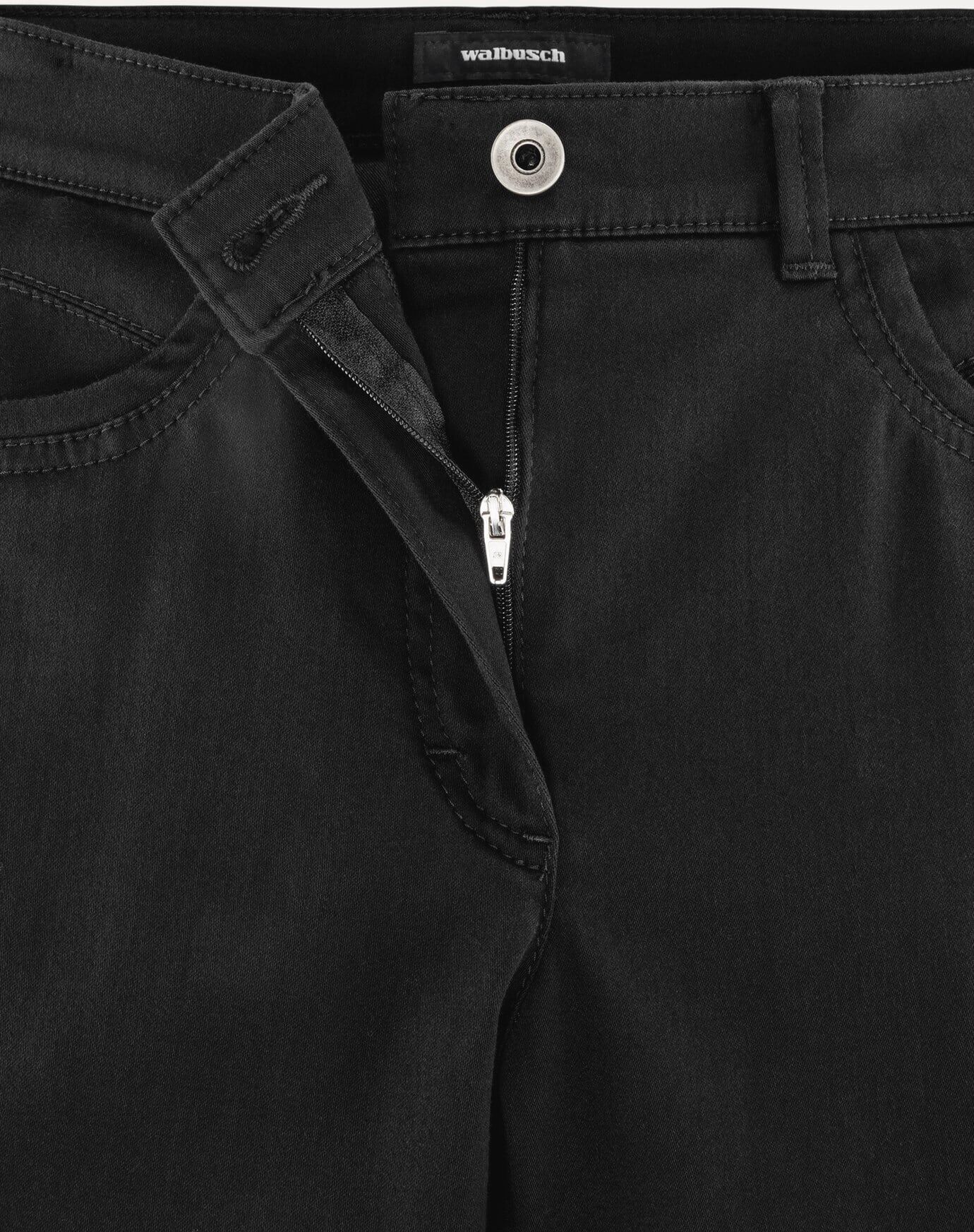 Walbusch Extraglatt Baumwollhose Feminine F, Feminine Fit#normale Größen#Kurzgrößen#Langgrößen, Farbe Schwarz, 76, bügelfrei atmungsaktiv Damen
