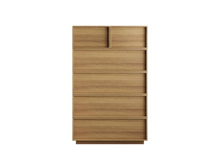 Modfu Kommode aus MDF und Holzwerkstoff 80x48x127 cm Eichefarben mit 6 Schubladen und Kippschutz, Nussbaumfarben, 80x127x48 cm, Kleinmöbel, Kommoden, Kommoden
