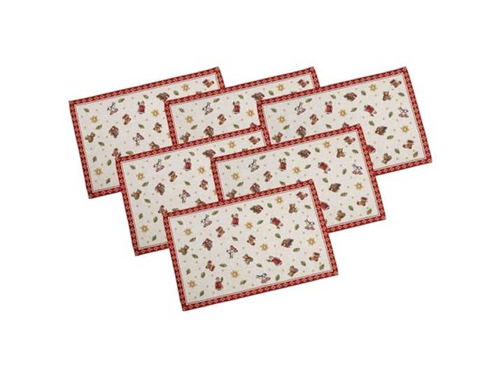 Villeroy & Boch Toy's Delight Platzset 6er Set, Tischset mit Weihnachtsmotiven, Weihnachtsuntersetzer, Weiß-Bunt, 32x48cm