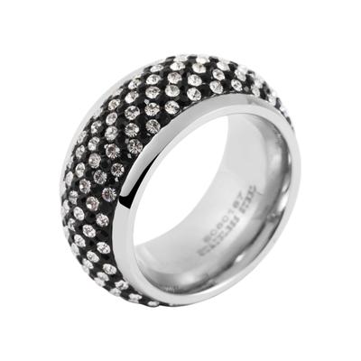 Fingerring AKZENT "Ganit, silberfarbig, langlebig" Gr. 60, weiß, Fingerringe, Damen, 60, Edelstahl, Fingerring