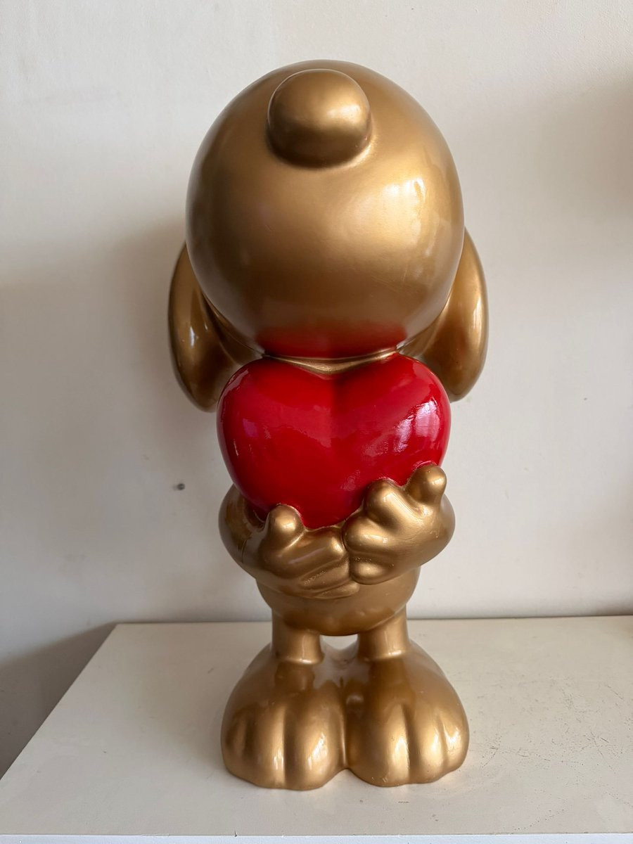 Goodyz Snoopy met hart figuur - Goudkleurig - Hoogte: 65 cm