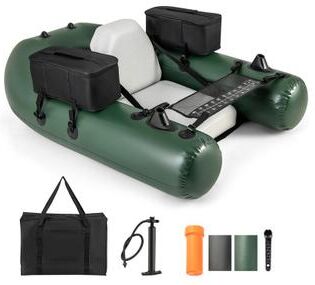 Costway Inflatable Fishing Float Tube for Angling with Fish Ruler and Angling Base
