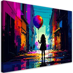 LEINWANDBILD Mädchen mit Ballon Street Art 90x60cm