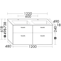 Burgbad Mineralguss-Waschtisch+Waschtischunterschrank System 30 Preisgruppe 4 Sana Trend- oder SHMT122F5348C0001