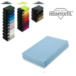 EXKLUSIV HEIMTEXTIL Doppelpack Marke Jersey Spannbettlaken 200 x 220 cm Hellblau