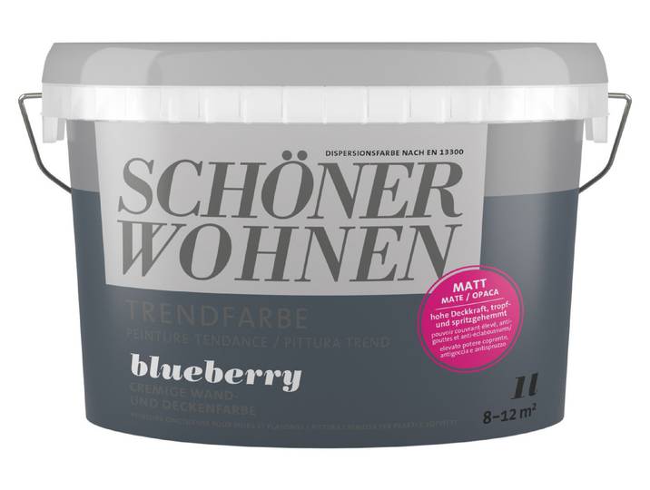 Schöner Wohnen Wandfarbe Trendfarbe Blueberry 1 l Matt
