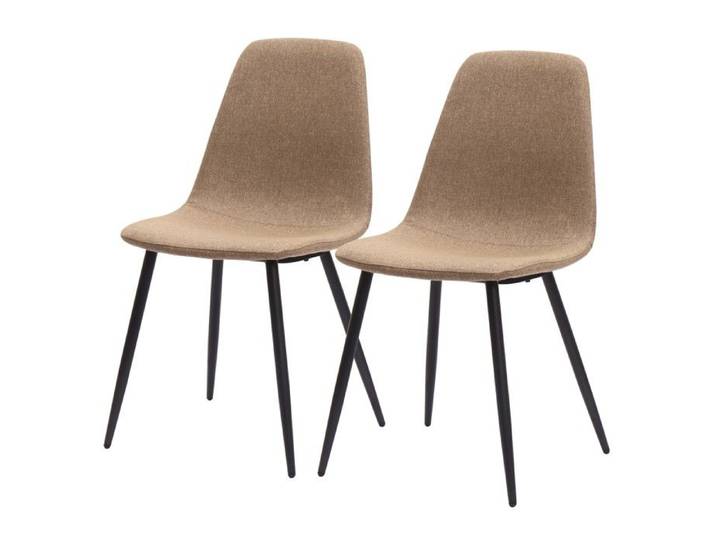 Chaises mini-salle à manger en tissu et métal - Kaki 2er ensemble Beige et beige clair Tissu antisalissure certifié UE Marron