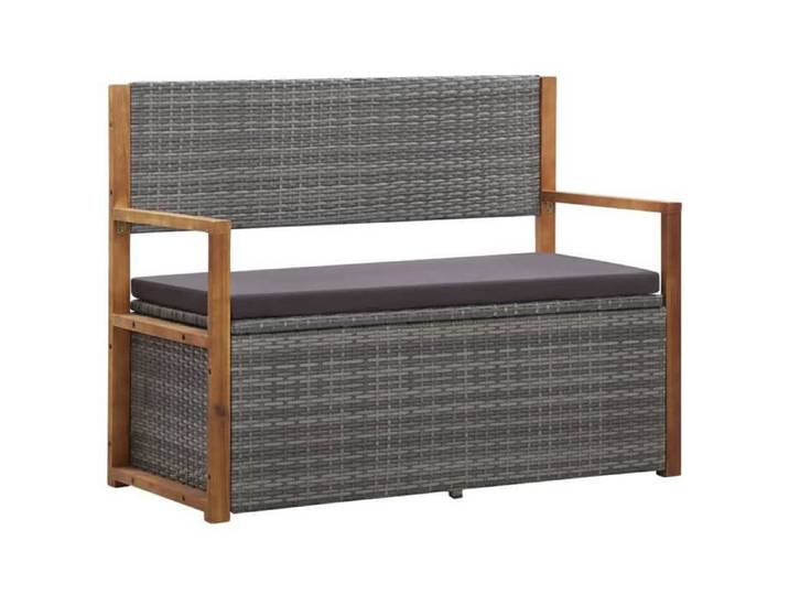 Gris Magnifique Banc de rangement 115cm Résine tressée et bois d'acacia Gris 115x50x85cm - Banc Park CL6077207