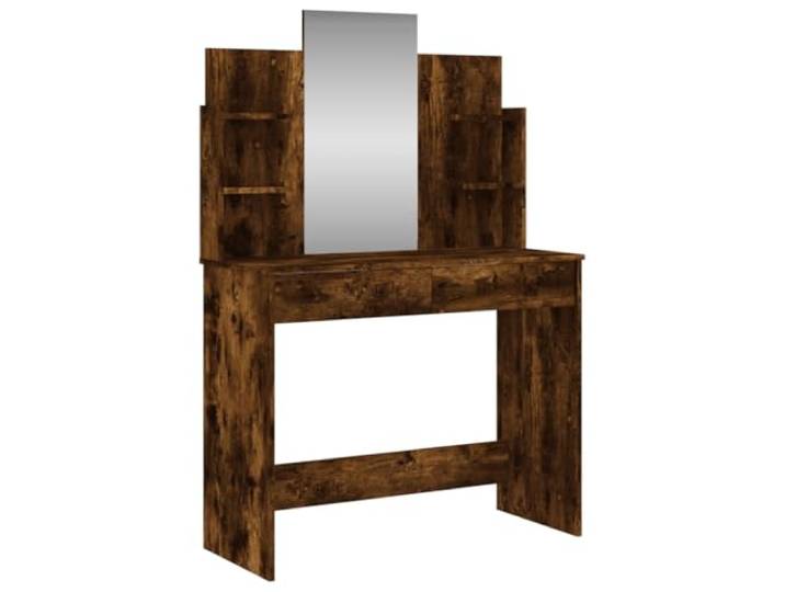 Xhnifbn Schminktisch mit Spiegel Frisiertisch Räuchereiche 96x39x142 cm Eleganter Frisiertisch fürs Schlafzimmer mit integriertem Glas-Spiegel, 2 Schubladen und 4 Ablagen für Kosmetik.