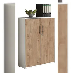 moebel-dich-auf Aktenschrank TABOR niedrig in weiß / Gold Harbor Oak