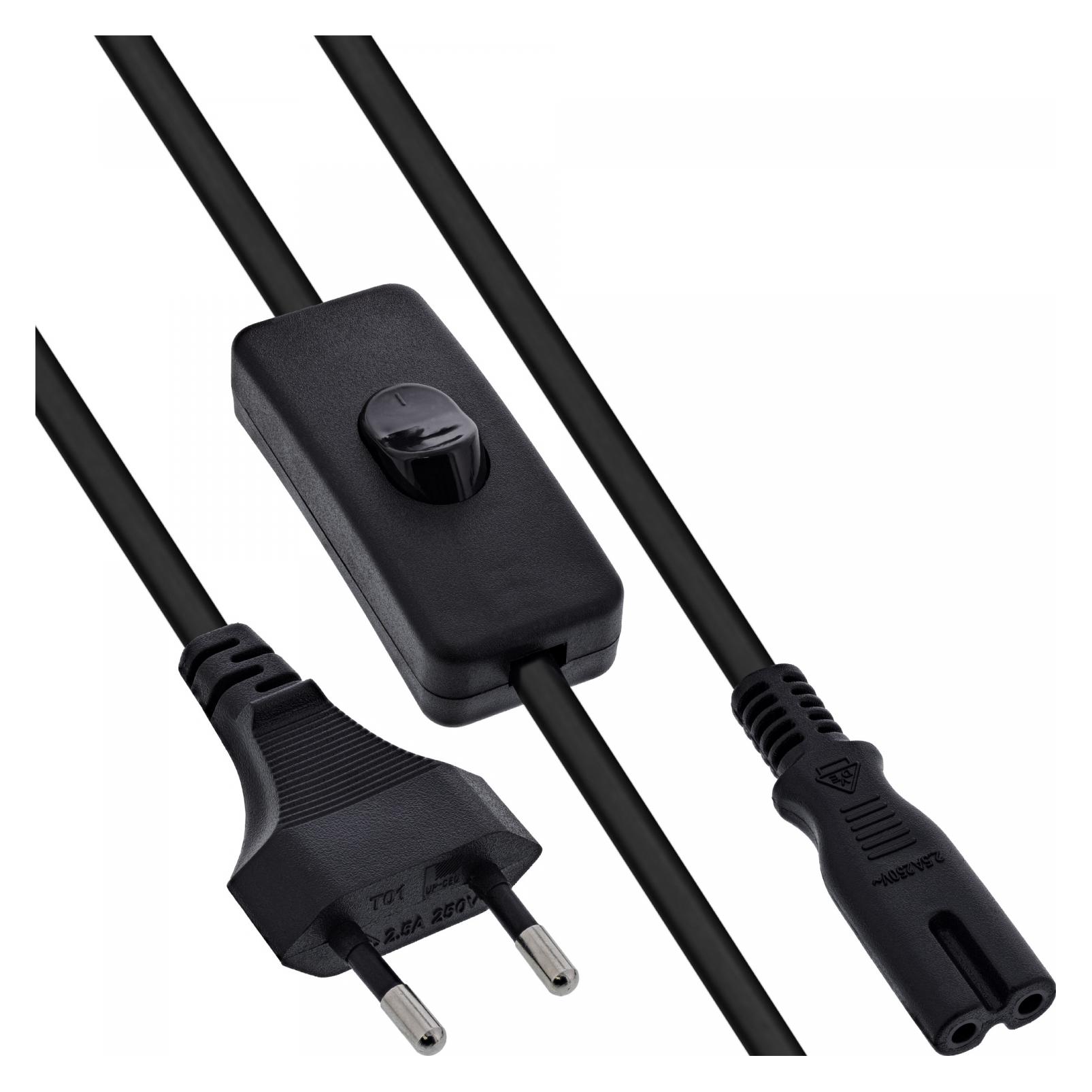 InLine Euro Netzkabel mit Schalter, CEE7/16 zu IEC-C7, schwarz, 1m (1 m) (16151)