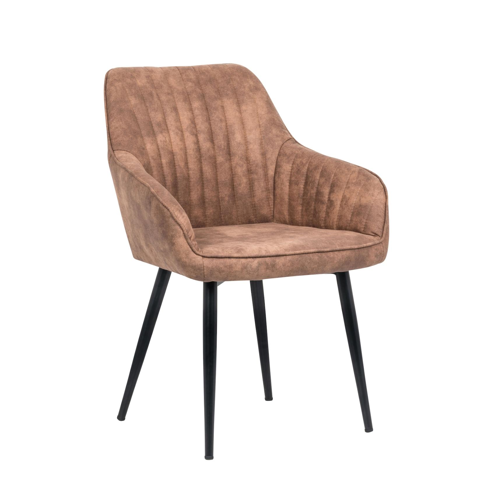 riess-ambiente Stuhl TURIN - Armlehne vintage hellbraun Ziersteppung edel Metallbeine Esszimmer