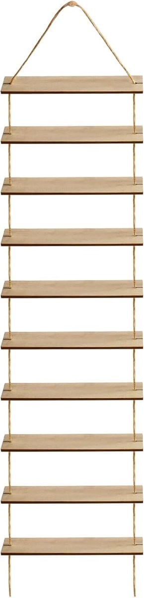 Kabouter Touwladder Miniatuur Ladder van Duurzaam Hout en Hennep voor Kerst Decoratie - Bruin - 60 cm