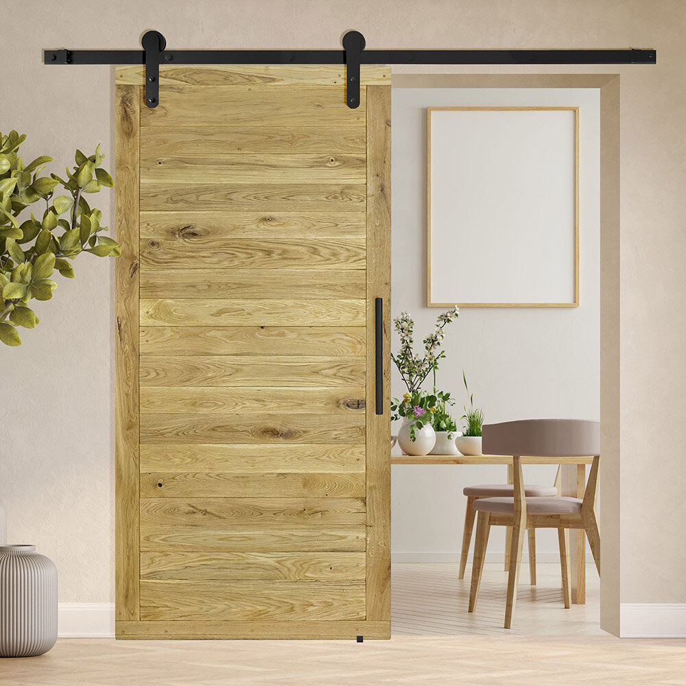 Union Rustic Pinache Solid Oak Barn Door Natural Oil 100cm W X 210cm H