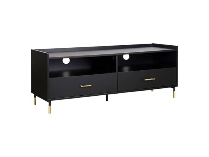 TV-Möbel Tedy - 2 Türen - Holz und Metall - schwarz - Schwarz - Atmosphera créateur d'intérieur