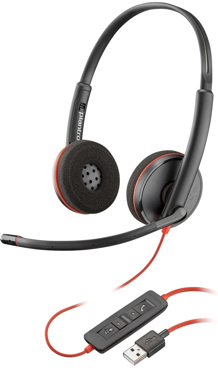 Poly Blackwire C3220 USB-A headset zwart met kabel voor kantoor en callcenter
