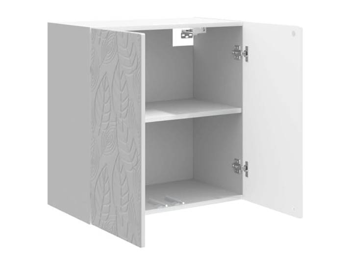 KTHLBRH Wandschrank weiß glänzend 59 x 31 x 60 cm Technisches Holz, 2 Türen, 1 Regal, Wandmontage, maximale Belastung 60 kg