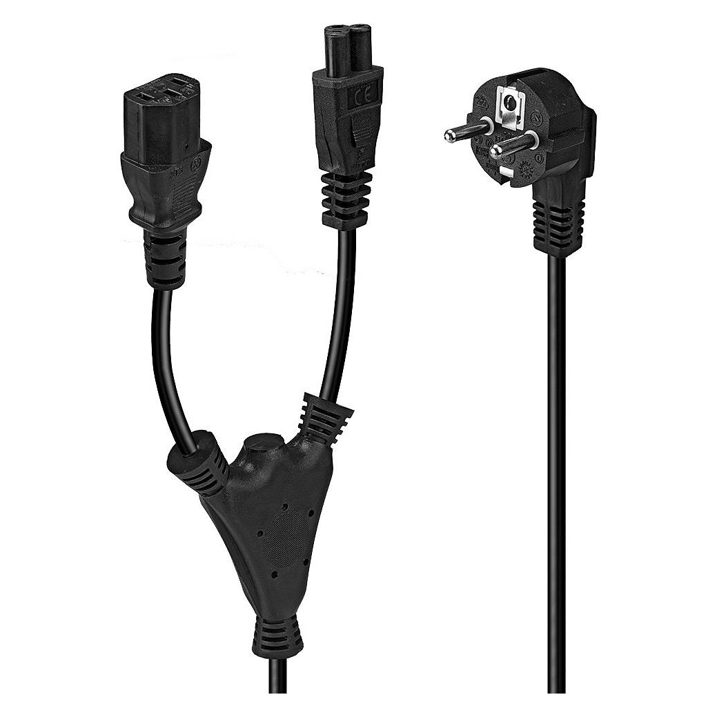 Lindy 2m Schuko auf 1x IEC C13 und 1x IEC C5 Y-Netzkabel (2 m) (30047)