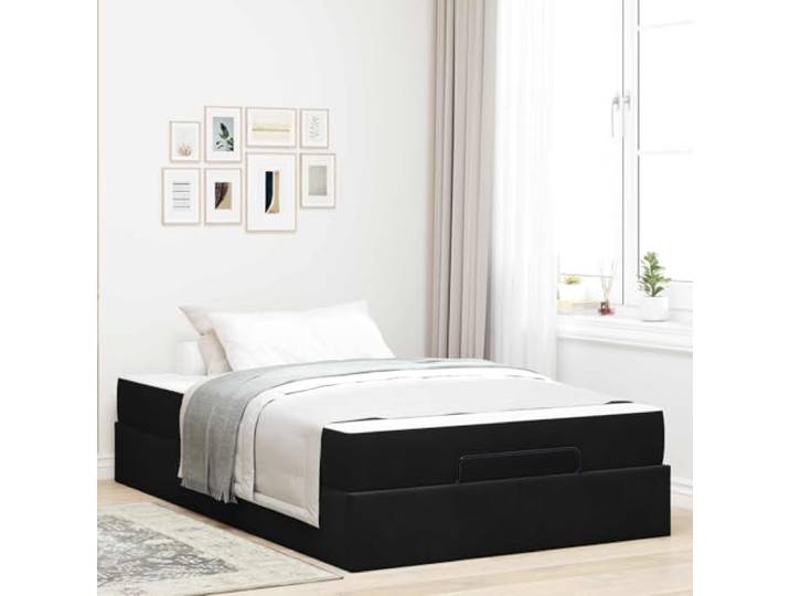 Samt Bettgestell Modern Schlafzimmer Stil 140 x 190 cm Schwarz Bettgestell mit Matratze 2er Set Schwarz Samt 140x190cm Bett mit Stauraum und Lattenrost fuer Schlafzimmer, Polsterbett mit