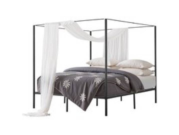 VEVOR Himmelbettrahmen (Kingsize), Metallhimmelbett (363 kg belastbar) mit Himmelbett-Design, robuste Stahllattenstütze, Stauraum unter dem Bett, kein Boxspring erforderlich, Netzrahmen Schwarz
