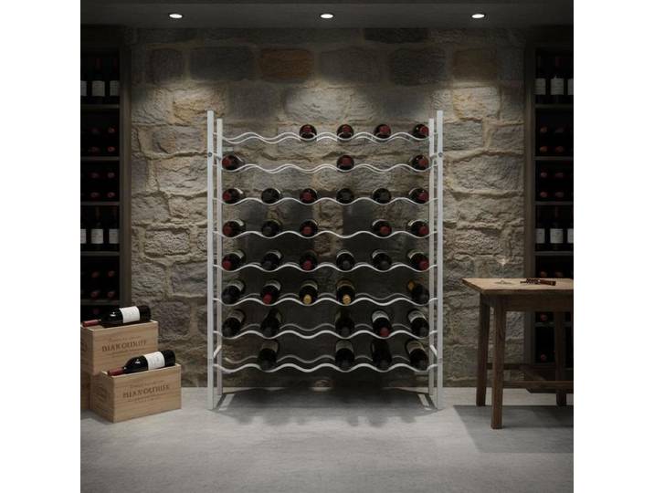 Porte-bouteilles métallique indépendant en fer recouvert de poudre, capacité pour 48 bouteilles, design industriel, stockage et présentation du vin