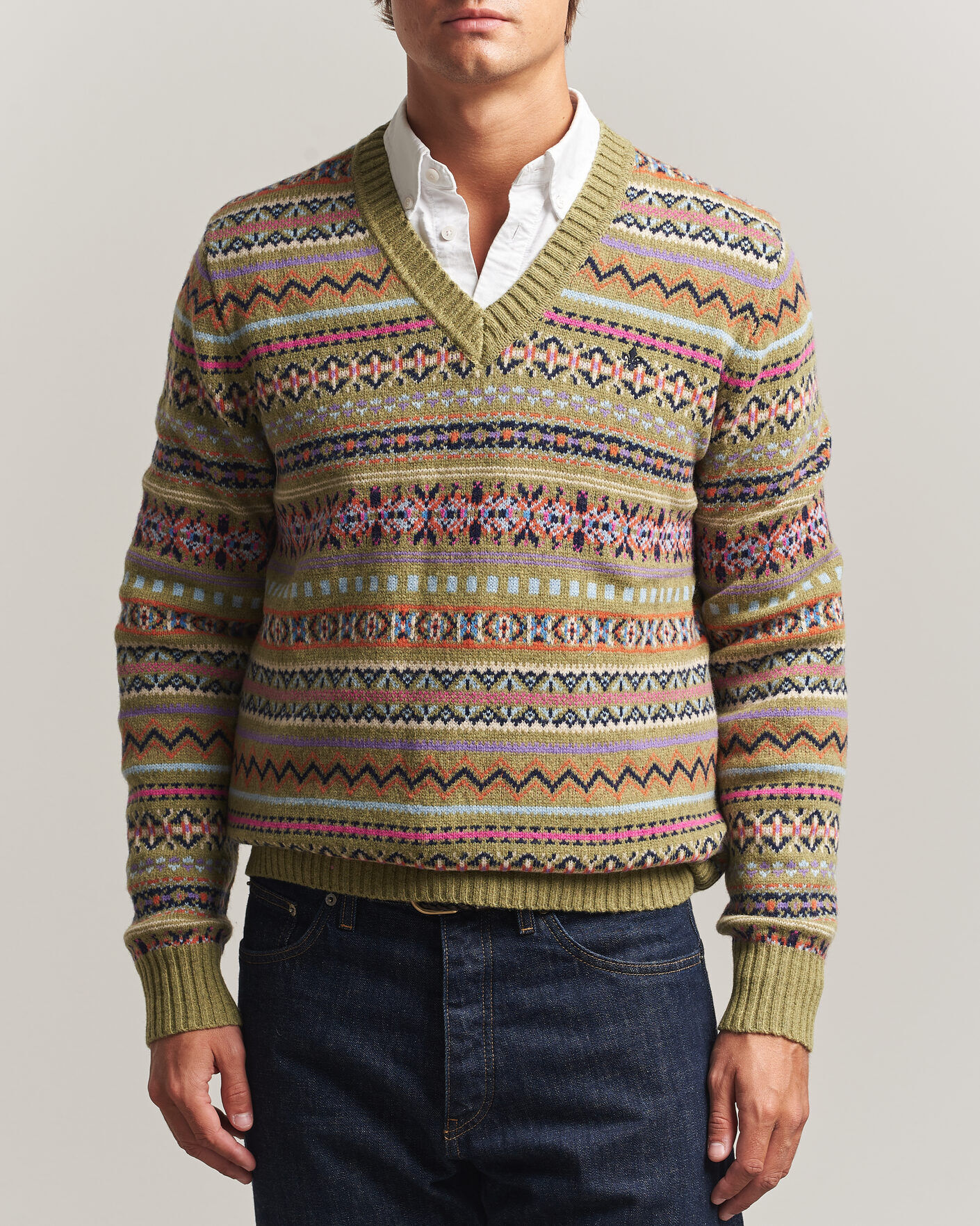 Morris Tavish V-Neck Olive men L Grøn