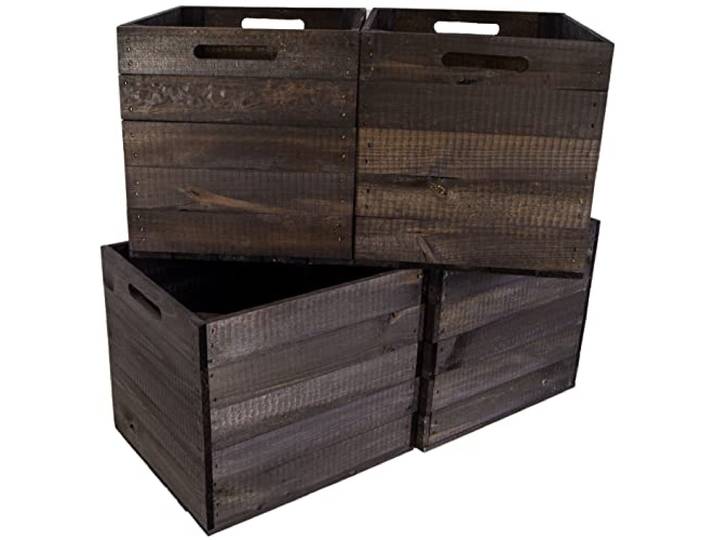 Lot de 4 caisses en bois noir compatibles avec toutes les étagères Ikea Kallax et Expedit 32 x 37 x 32 cm