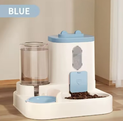Inspire Daily Merch Fully Automatic Cat Food Dispenser Water And Food Integrated Cute Water Dispenser For Cats blue