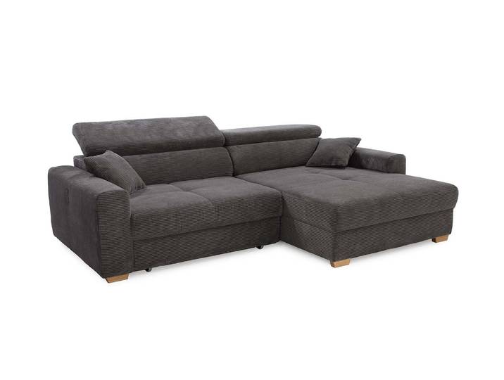 Ecksofa Auszug elektrisch USB-C Kopflehne verstellbar Couch Cord Dunkelgrau / 15402