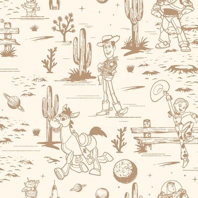 RoomMates Disney Toy Story Toile Brown Peel and Stick Wallpaper