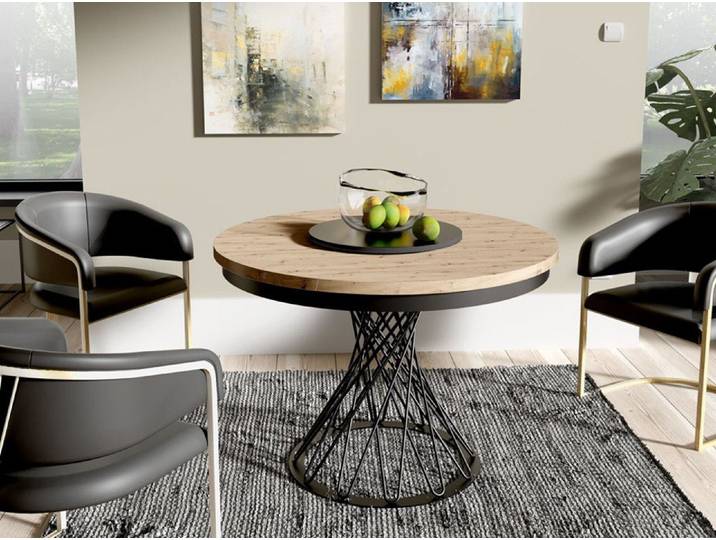 Beautysofa Esstisch Laura im Loft-Stil, ausziehbar Ø 100–140 cm (hitze- und verfärbung beständig, Metallbeinen), verschiedene Farben