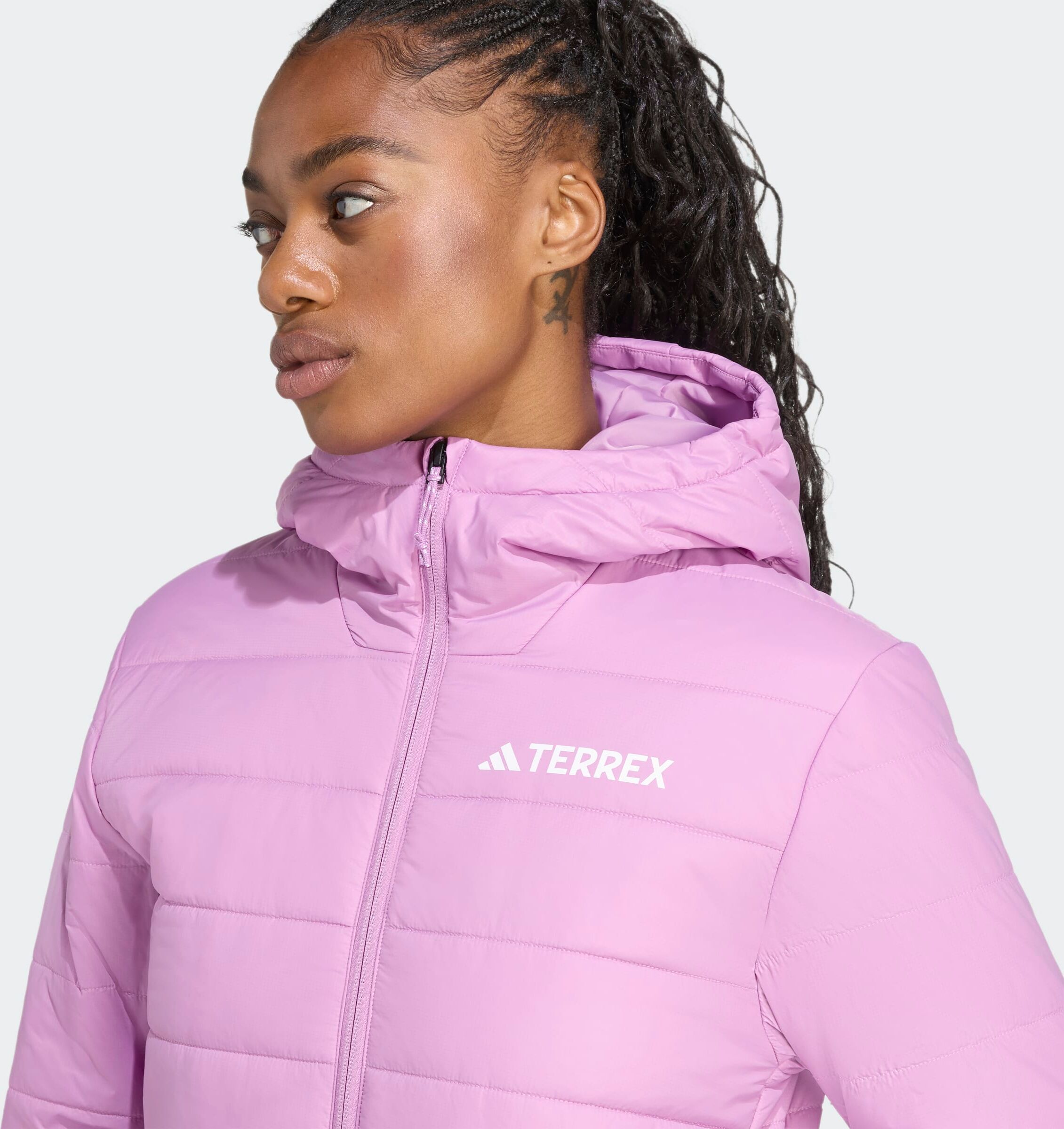 Steppjacke ADIDAS TERREX "MULTI ESSENTIALS CLIMAWARM ISOLIERENDE", Damen, Gr. S, lila (preloved lila), Obermaterial: 100% Polyamid, Jacken Steppjacke, wärmend durch Climawarm Technologie, mit Kapuze preloved lila S