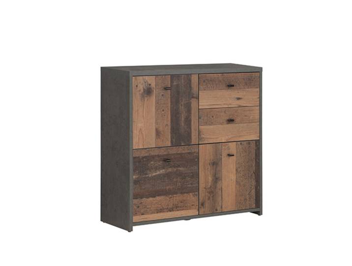 Commode 3 portes 2 tiroirs Best chest vintage Vieux Bois - Basika