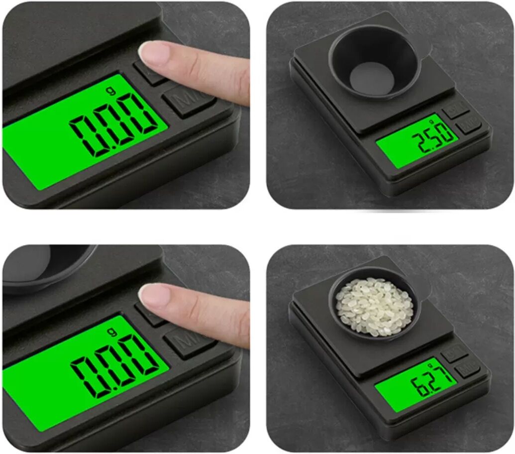 INF Digitale Schmuckwaage – kompakte ABS-Präzisionswaage mit Hintergrundbeleuchtung, Tara- und Einheit-Funktionen 100 g/0,01 g