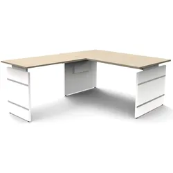 Kerkmann, Schreibtisch, Schreibtisch Form4 160 Wangen-Gestell 160x80x68-76cm / Anbau 100x60cm ahorn