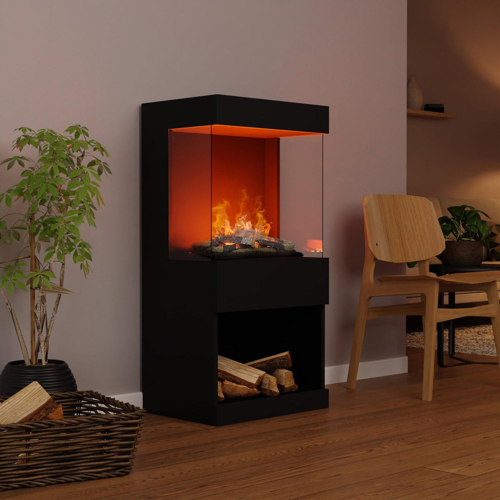 GLOW FIRE Elektrokamin 'OGF 2'| Wasserdampf Kamin mit OMC 400 mit Holzdekoration in Schwarz als Raumteiler | HxBxT: 55x110x40 cm