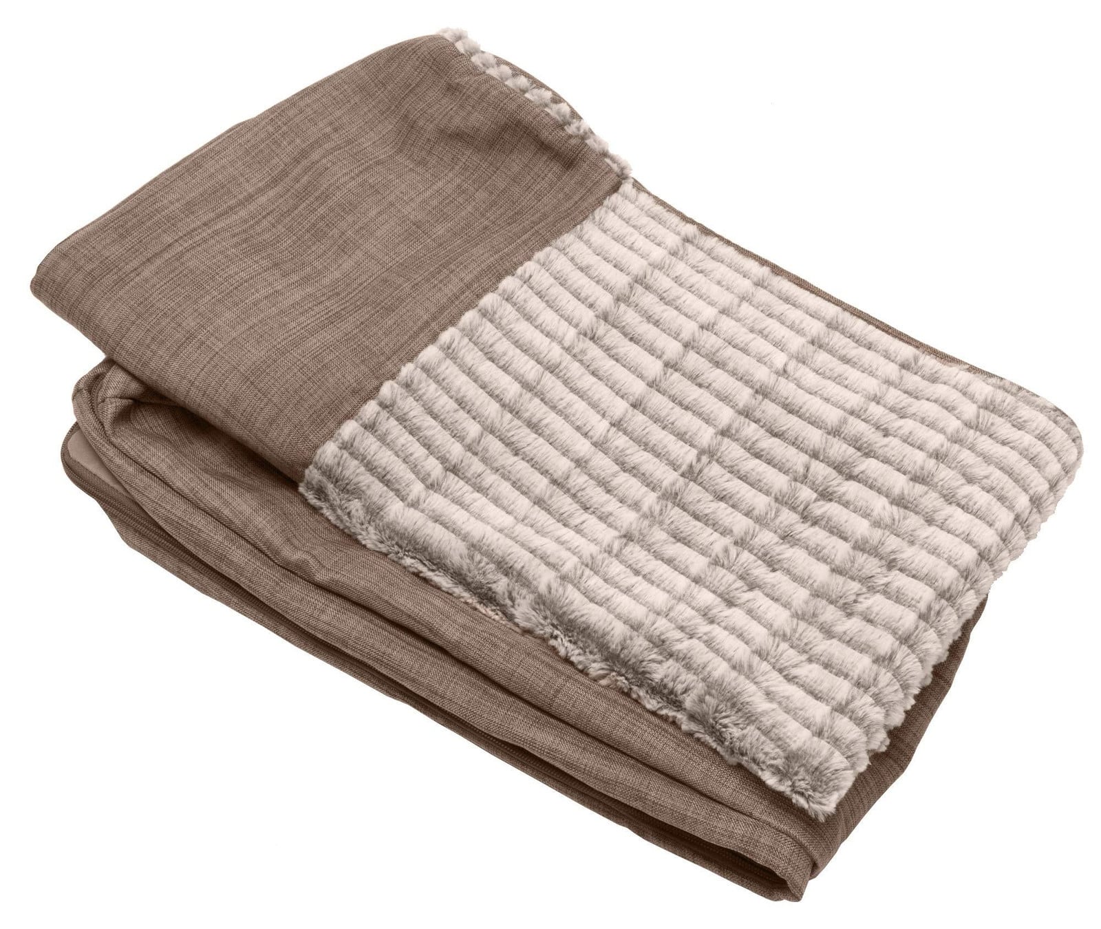Furhaven vervangbare hondenbedhoes van luxe imitatiebont en slijtvast linnen, bankstijl, Woodsmoke, Large