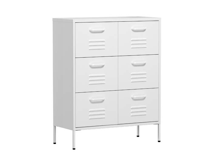 Kommode Metall KLAUS 6 Schubladen 80 x 101 cm weiss